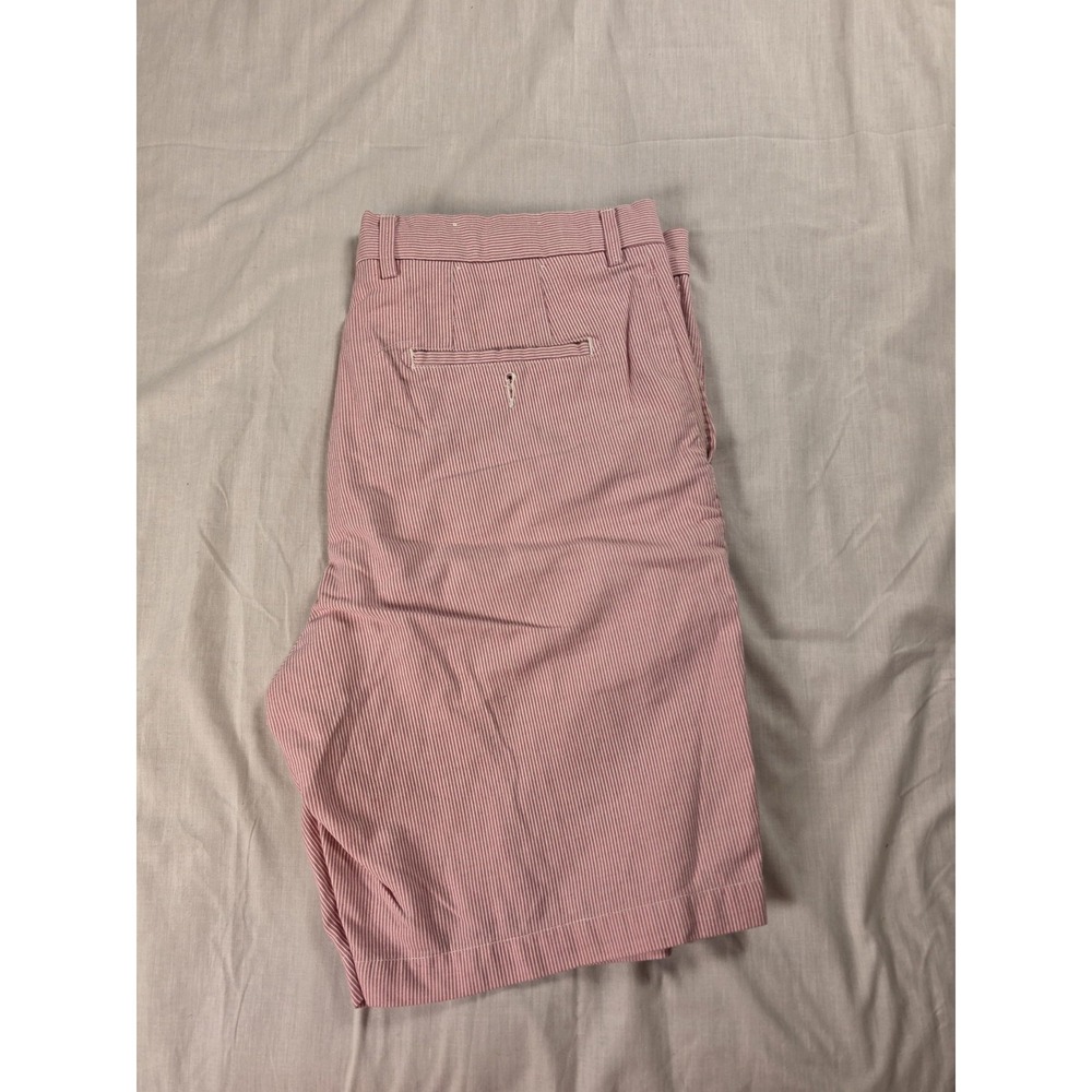 Peter Millar Mens 34 Pink Striped Chino Shorts Flat Front 10 Inseam MS113B-53
